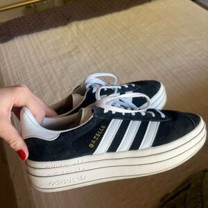 adidas Originals Women's Gazelle Bold Shoes in Ash Grey/White Blk/White/Gold